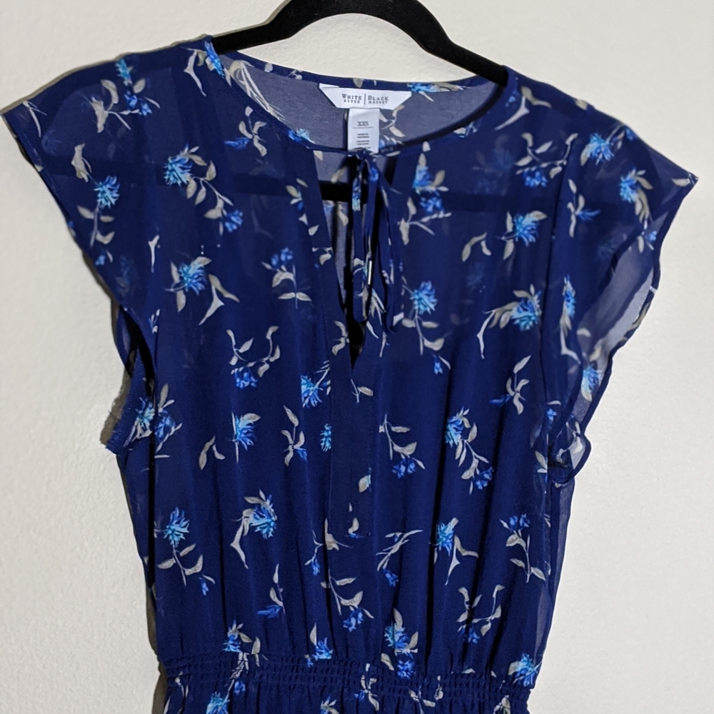 Blue Floral Print Maxi Dress